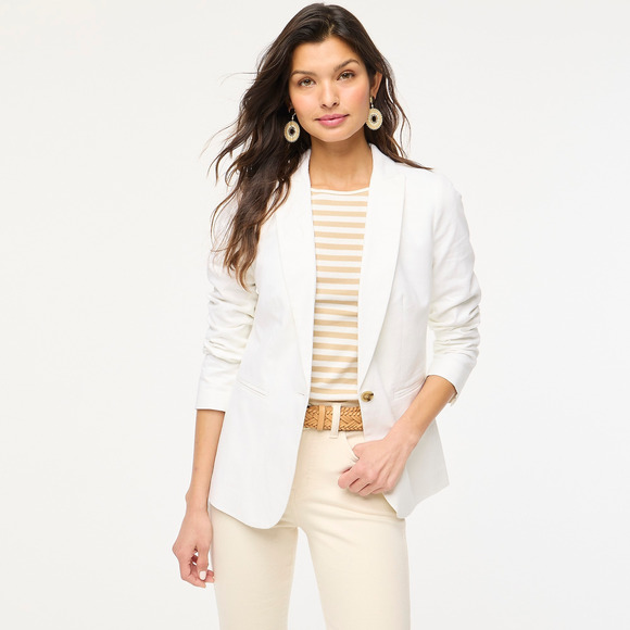 J.Crew Factory Linen-blend one-button blazer P2 - Picture 1 of 2